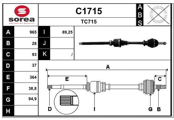 SNRA C1715 Drive shaft C1715: Buy near me in Poland at 2407.PL - Good price!