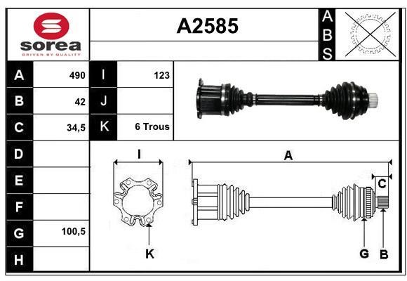 SNRA A2585 Drive shaft A2585: Buy near me in Poland at 2407.PL - Good price!