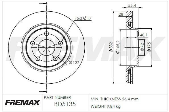 Fremax BD-5135 Тормозной диск передний вентилируемый BD5135: Отличная цена - Купить в Польше на 2407.PL!