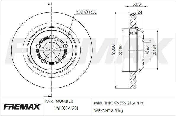 Fremax BD-0420 Rear ventilated brake disc BD0420: Buy near me in Poland at 2407.PL - Good price!