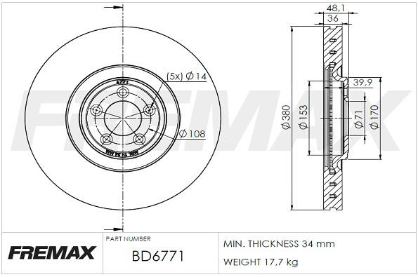 Fremax BD-6771 Wentylowana tarcza hamulcowa z tyłu BD6771: Dobra cena w Polsce na 2407.PL - Kup Teraz!