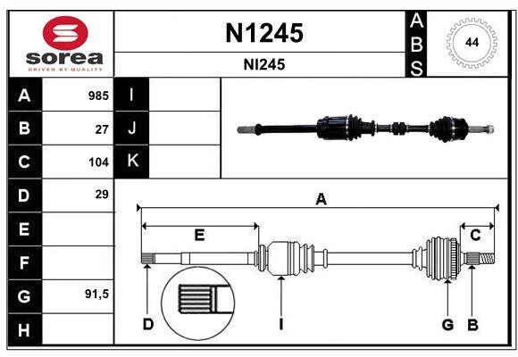 SNRA N1245 Вал приводной N1245: Отличная цена - Купить в Польше на 2407.PL!