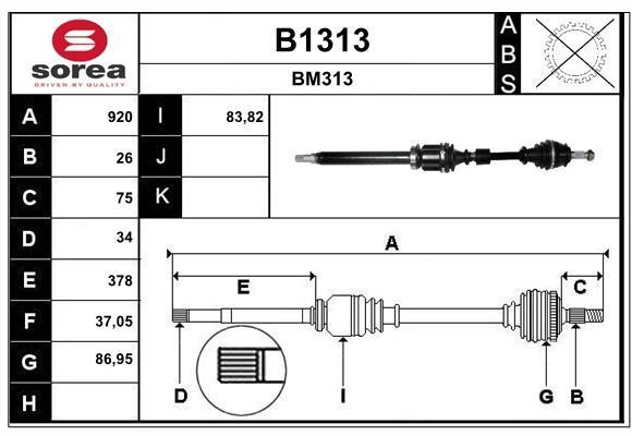 SNRA B1313 Drive shaft B1313: Buy near me in Poland at 2407.PL - Good price!