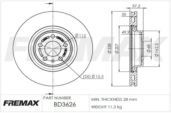Fremax BD-3626 Тормозной диск передний вентилируемый BD3626: Отличная цена - Купить в Польше на 2407.PL!