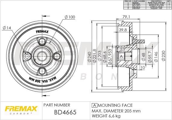 Fremax BD-4665-KT Rear brake drum BD4665KT: Buy near me in Poland at 2407.PL - Good price!