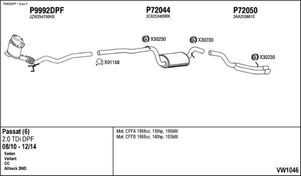 Fenno VW1046 Exhaust system VW1046: Buy near me in Poland at 2407.PL - Good price!