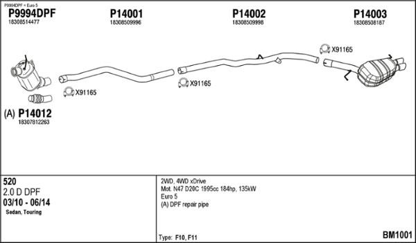 Fenno BM1001 Exhaust system BM1001: Buy near me at 2407.PL in Poland at an Affordable price!