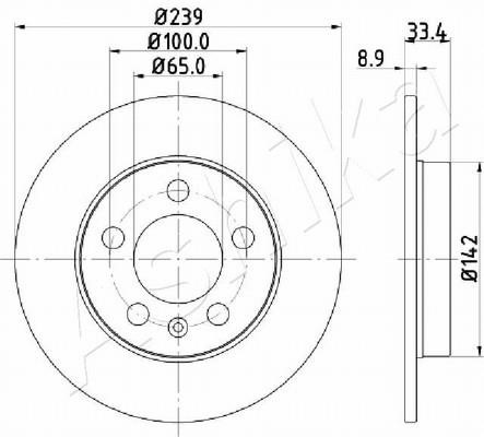 Тормозной диск задний невентилируемый Ashika 61-00-0933