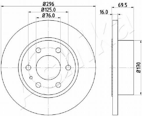 Ashika 61-00-0227 Rear brake disc, non-ventilated 61000227: Buy near me in Poland at 2407.PL - Good price!