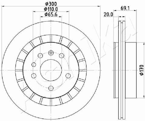 Ashika 61-00-0409 Rear ventilated brake disc 61000409: Buy near me at 2407.PL in Poland at an Affordable price!