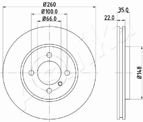Ashika 60-00-0158 Front brake disc ventilated 60000158: Buy near me in Poland at 2407.PL - Good price!