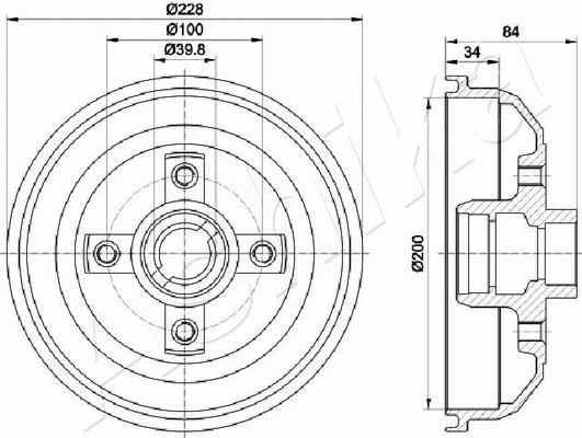 Ashika 56-00-0407 Brake drum 56000407: Buy near me in Poland at 2407.PL - Good price!