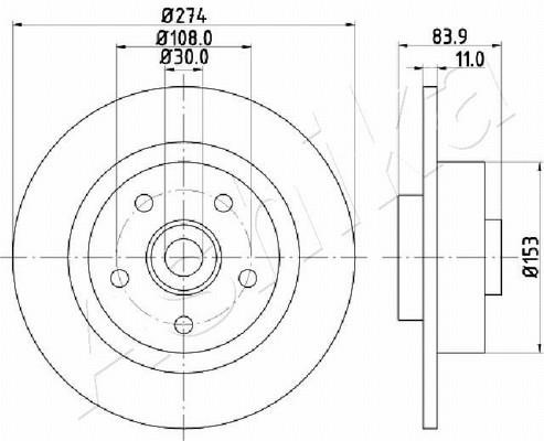 Ashika 61-00-0704 Rear brake disc, non-ventilated 61000704: Buy near me in Poland at 2407.PL - Good price!