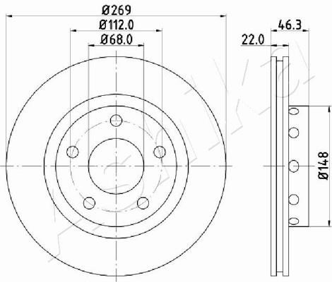 Ashika 61-00-0913 Rear ventilated brake disc 61000913: Buy near me at 2407.PL in Poland at an Affordable price!