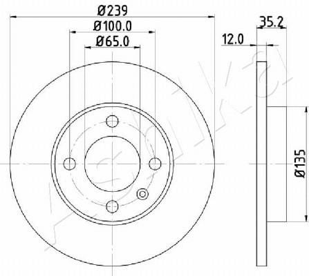 Ashika 60-00-0938 Unventilated front brake disc 60000938: Buy near me in Poland at 2407.PL - Good price!