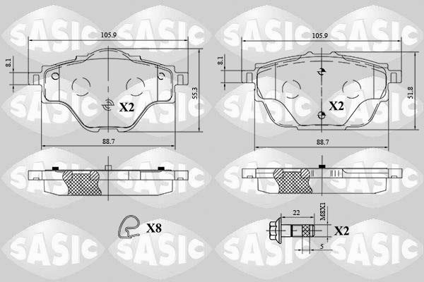 Sasic 6210079 Brake Pad Set, disc brake 6210079: Buy near me at 2407.PL in Poland at an Affordable price!