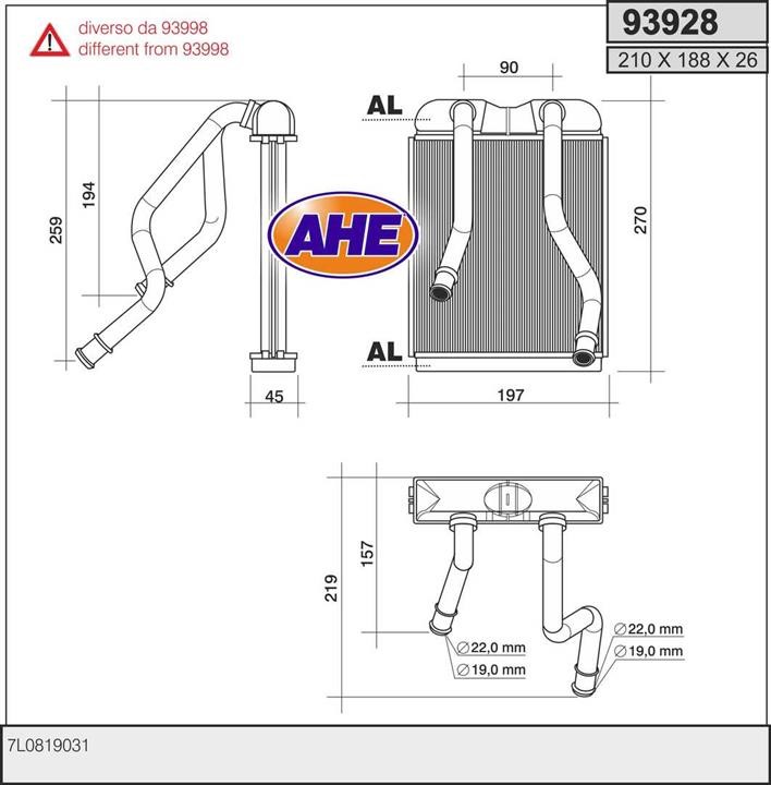 AHE 93928 Heat exchanger, interior heating 93928: Buy near me in Poland at 2407.PL - Good price!