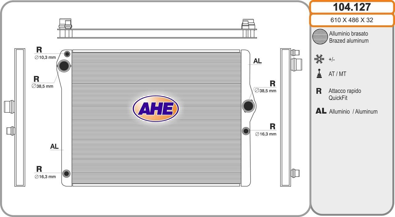 AHE 104127 Radiator, engine cooling 104127: Buy near me in Poland at 2407.PL - Good price!