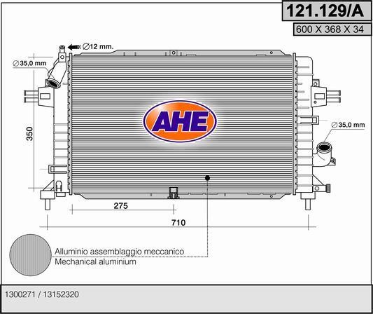 AHE 121.129/A Radiator, engine cooling 121129A: Buy near me in Poland at 2407.PL - Good price!