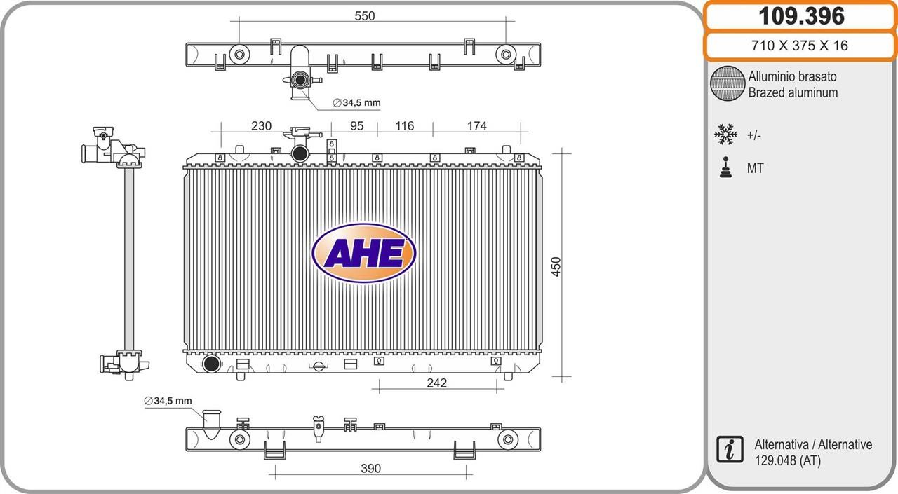 AHE 109.396 Radiator, engine cooling 109396: Buy near me in Poland at 2407.PL - Good price!