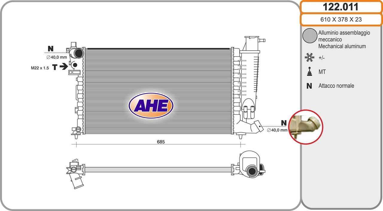 AHE 122.011 Радиатор охлаждения двигателя 122011: Отличная цена - Купить в Польше на 2407.PL!