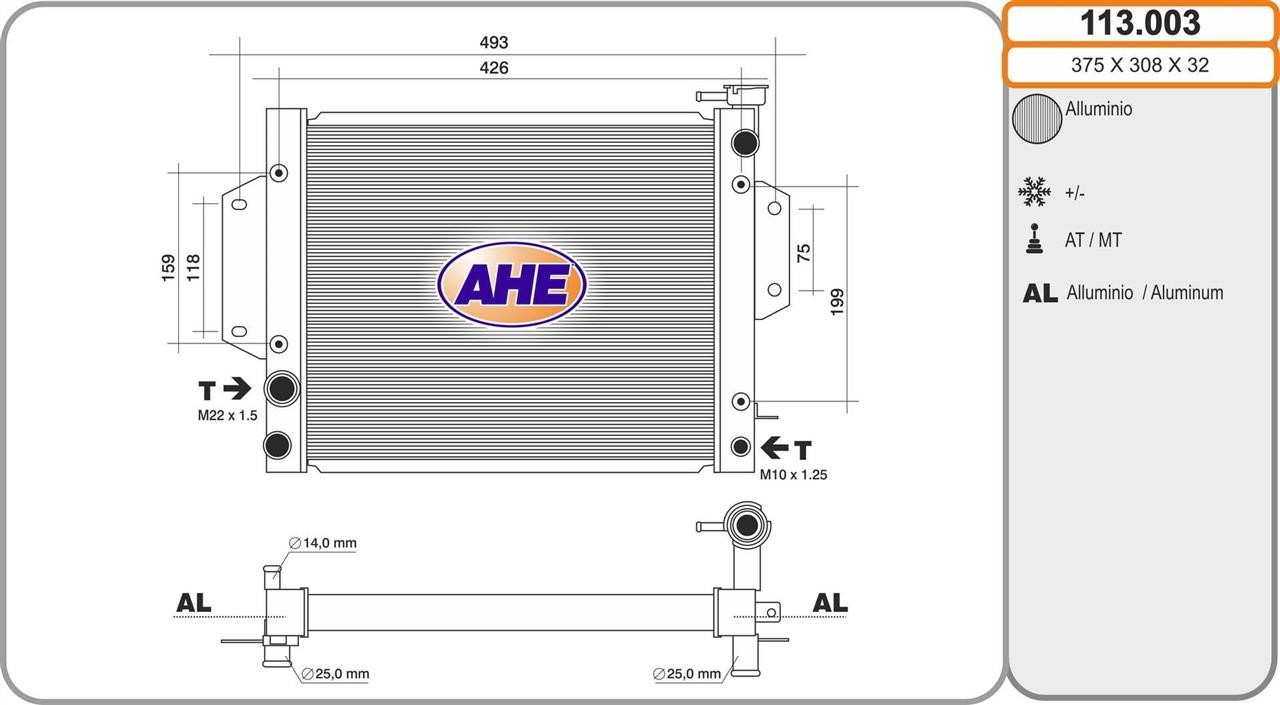 AHE 113.003 Radiator, engine cooling 113003: Buy near me at 2407.PL in Poland at an Affordable price!