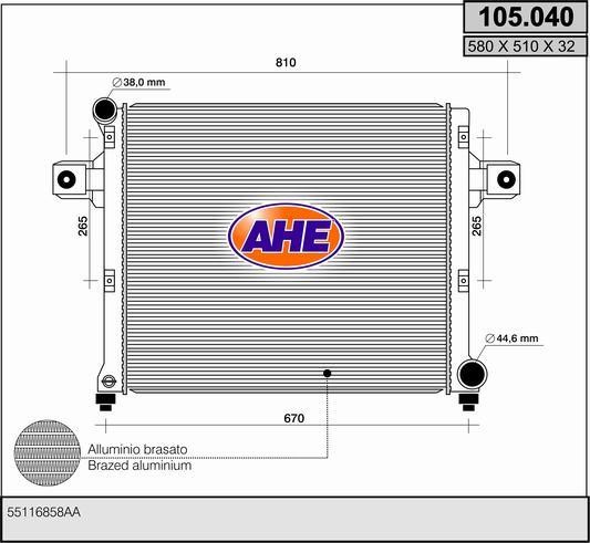 AHE 105.040 Kühler motorkühlung 105040: Kaufen Sie zu einem guten Preis in Polen bei 2407.PL!