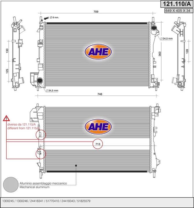 AHE 121.110/A Radiator, engine cooling 121110A: Buy near me in Poland at 2407.PL - Good price!