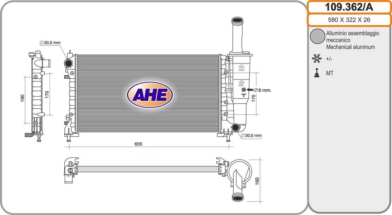 AHE 109.362/A Kühler motorkühlung 109362A: Kaufen Sie zu einem guten Preis in Polen bei 2407.PL!