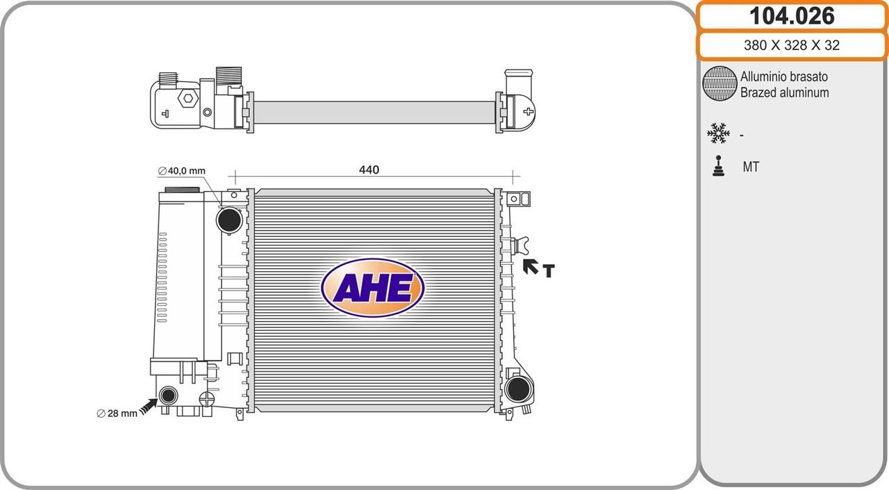 AHE 104.026 Radiator, engine cooling 104026: Buy near me in Poland at 2407.PL - Good price!