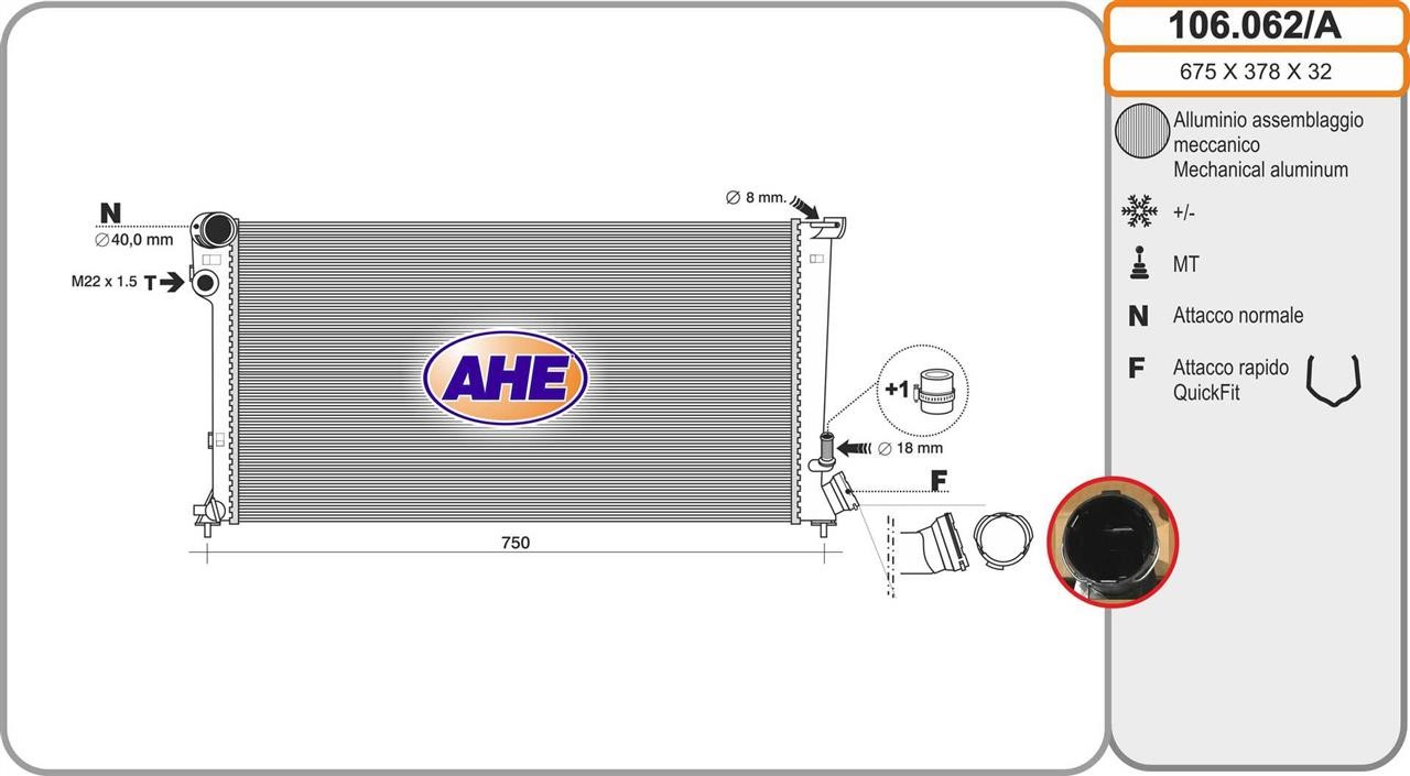 AHE 106.062/A Kühler motorkühlung 106062A: Kaufen Sie zu einem guten Preis in Polen bei 2407.PL!