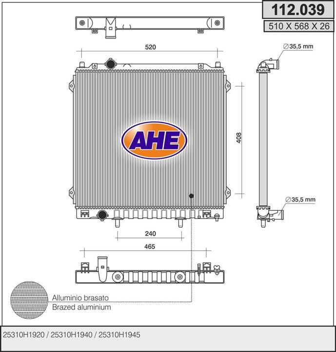 AHE 112.039 Radiator, engine cooling 112039: Buy near me in Poland at 2407.PL - Good price!