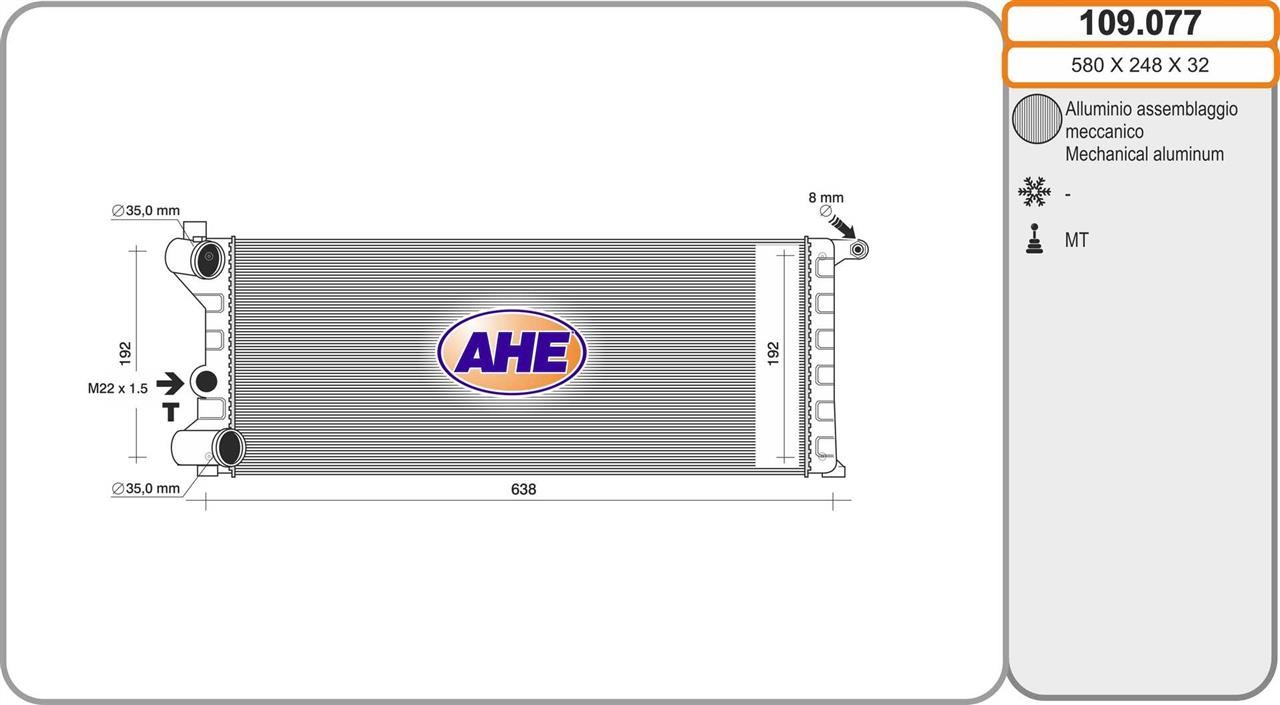 AHE 109.077 Radiator, engine cooling 109077: Buy near me in Poland at 2407.PL - Good price!