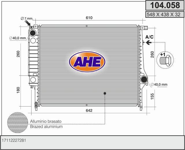 AHE 104.058 Radiator, engine cooling 104058: Buy near me in Poland at 2407.PL - Good price!