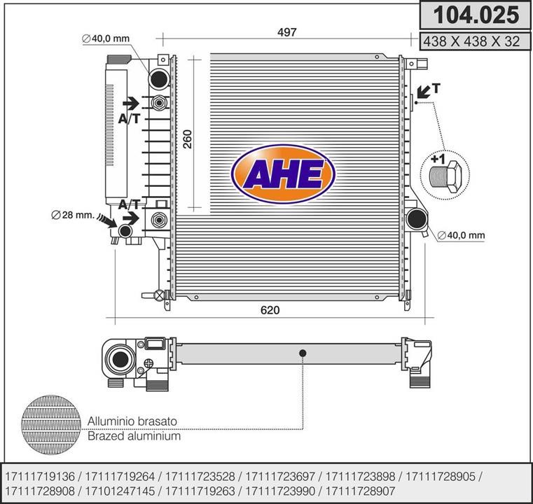 AHE 104.025 Radiator, engine cooling 104025: Buy near me in Poland at 2407.PL - Good price!