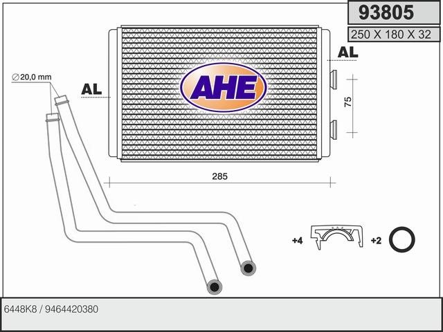 AHE 93805 Радиатор отопителя салона 93805: Отличная цена - Купить в Польше на 2407.PL!