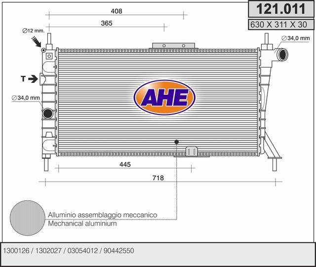 AHE 121.011 Radiator, engine cooling 121011: Buy near me in Poland at 2407.PL - Good price!