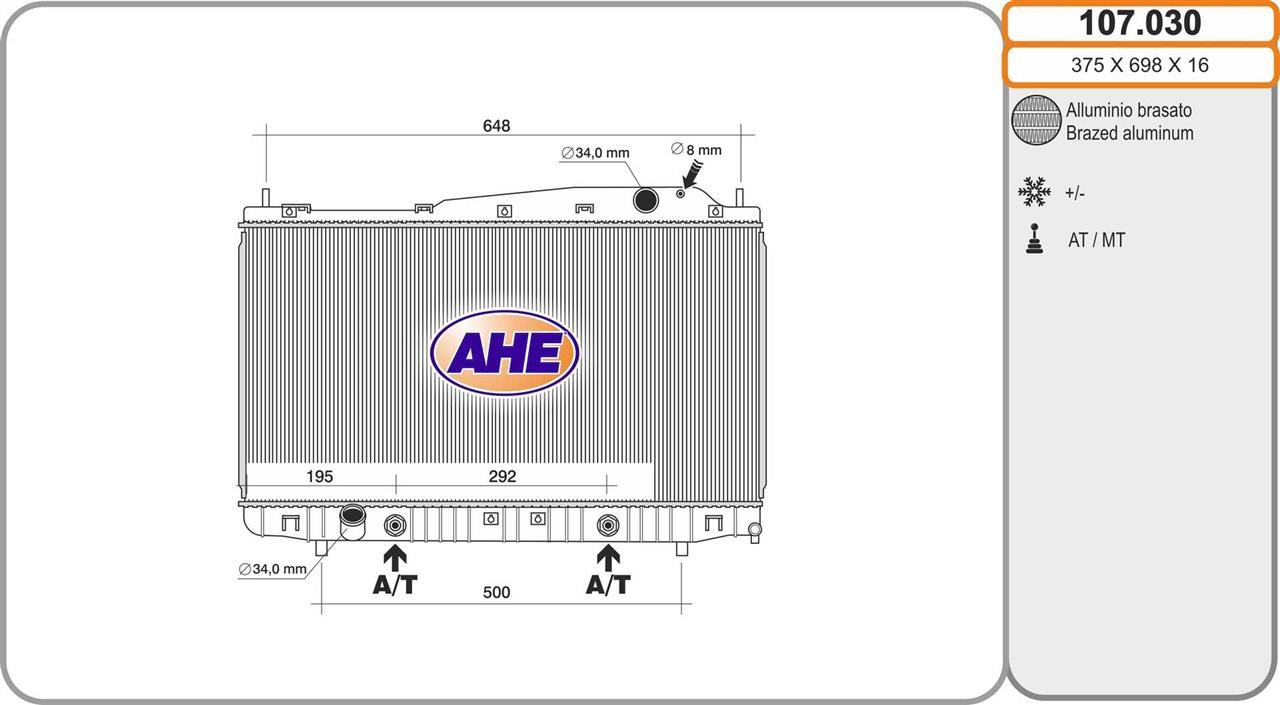 AHE 107.030 Radiator, engine cooling 107030: Buy near me in Poland at 2407.PL - Good price!