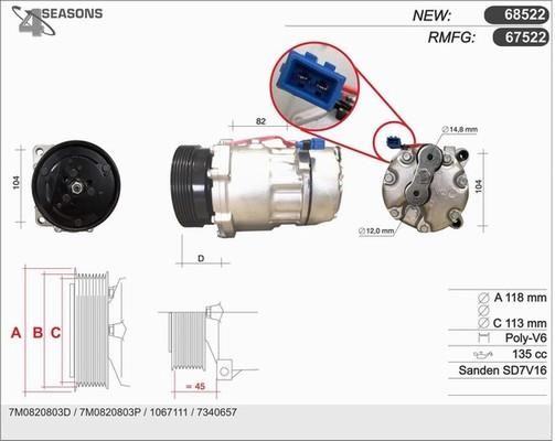 AHE 67522 Compressor, air conditioning 67522: Buy near me at 2407.PL in Poland at an Affordable price!