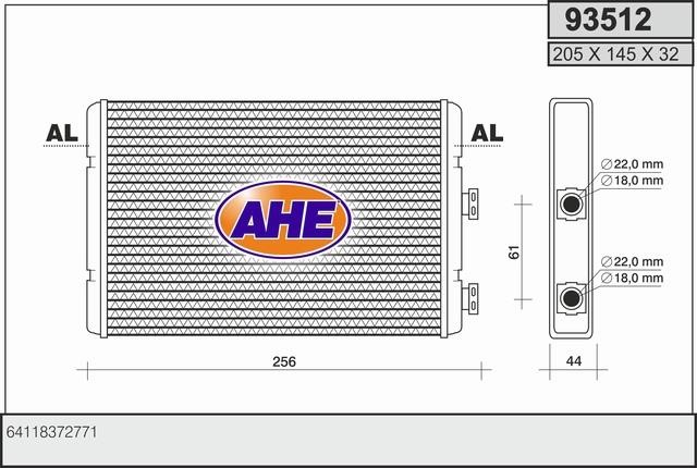 AHE 93512 Радиатор отопителя салона 93512: Отличная цена - Купить в Польше на 2407.PL!