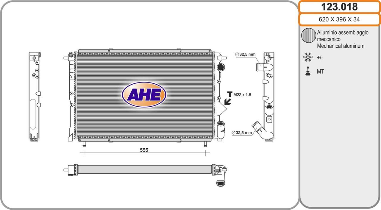 AHE 123.018 Radiator, engine cooling 123018: Buy near me in Poland at 2407.PL - Good price!