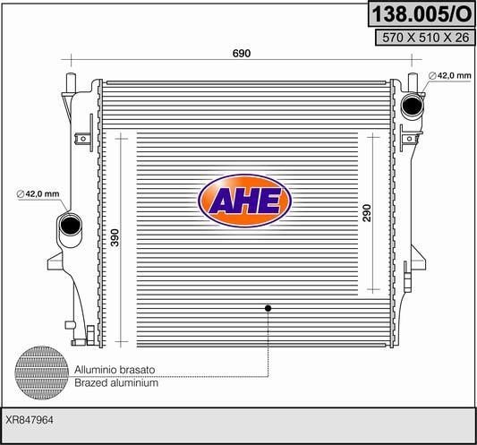 AHE 138.005/O Radiator, engine cooling 138005O: Buy near me in Poland at 2407.PL - Good price!