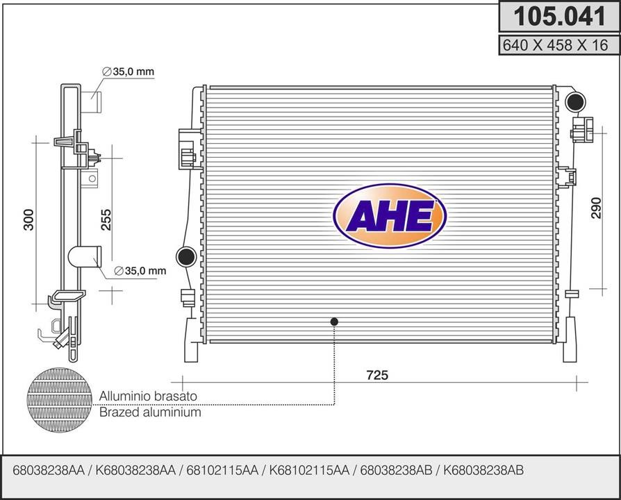 AHE 105.041 Radiator, engine cooling 105041: Buy near me in Poland at 2407.PL - Good price!