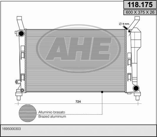 AHE 118.175 Radiator, engine cooling 118175: Buy near me in Poland at 2407.PL - Good price!