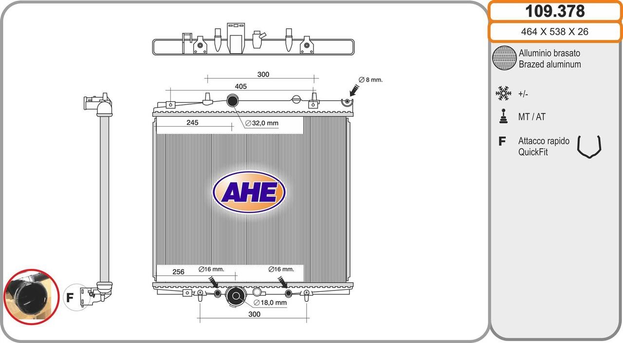 AHE 109.378 Radiator, engine cooling 109378: Buy near me in Poland at 2407.PL - Good price!