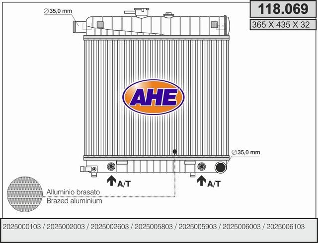 AHE 118.069 Radiator, engine cooling 118069: Buy near me in Poland at 2407.PL - Good price!
