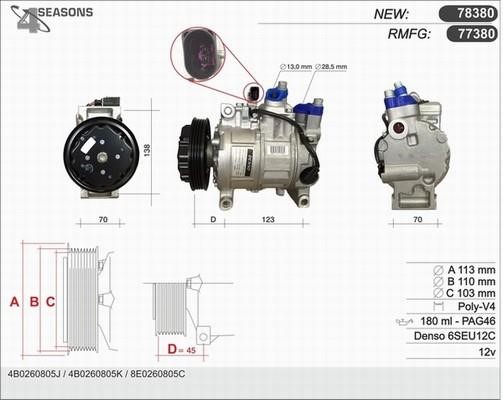 AHE 78380 Compressor, air conditioning 78380: Buy near me in Poland at 2407.PL - Good price!