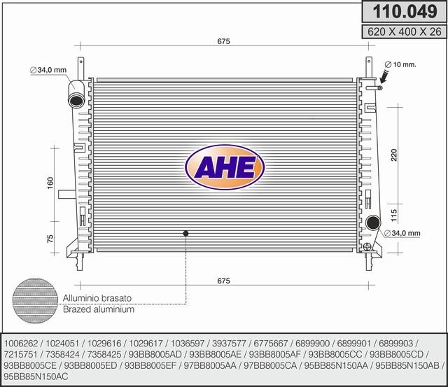 AHE 110.049 Radiator, engine cooling 110049: Buy near me in Poland at 2407.PL - Good price!