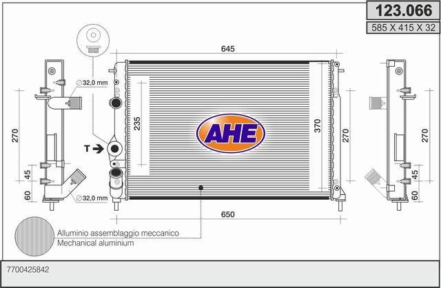 AHE 123.066 Radiator, engine cooling 123066: Buy near me in Poland at 2407.PL - Good price!