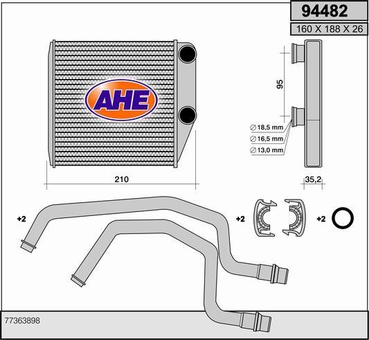 AHE 94482 Heat exchanger, interior heating 94482: Buy near me in Poland at 2407.PL - Good price!